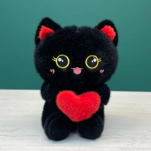 Черный кот с сердцем ️