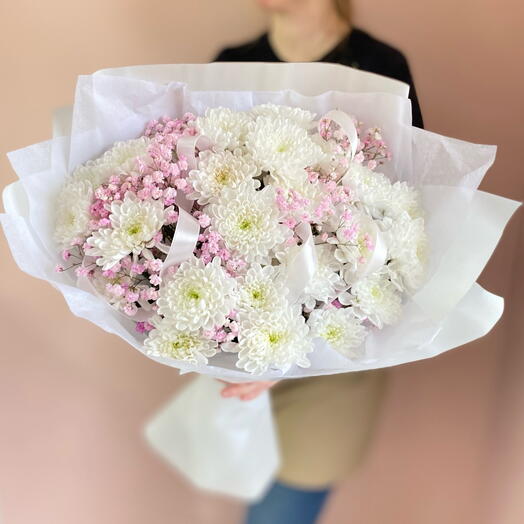 Нежное суфле🌸 букет из кустовой хризантемы и гипсофилы🌸🤍