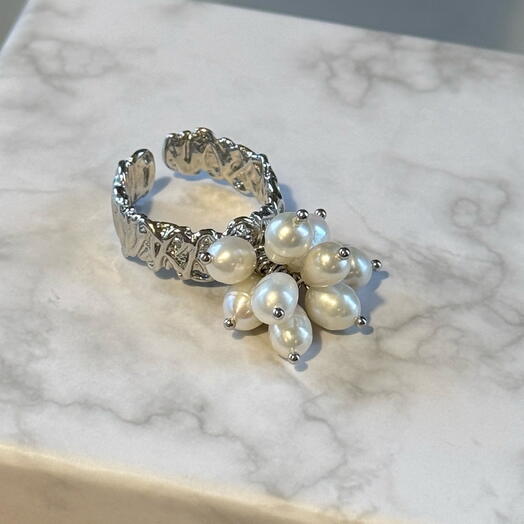 Колечко ручной работы с натуральным жемчугом