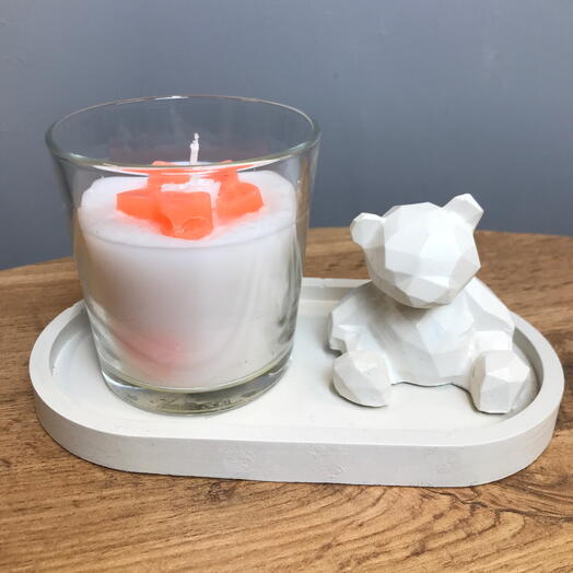 Подарочный интерьерный набор со свечкой и статуэткой мишка