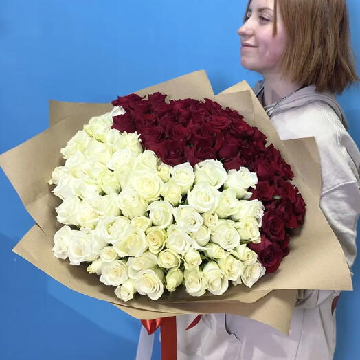 Букет 101 роза половинки
