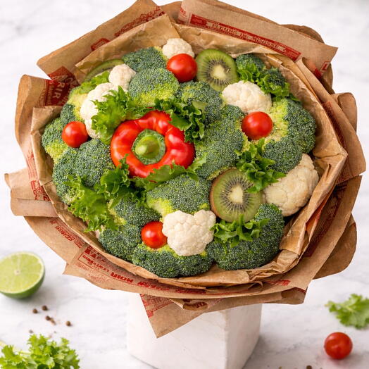 Овощной букет с брокколи и цветной капустой