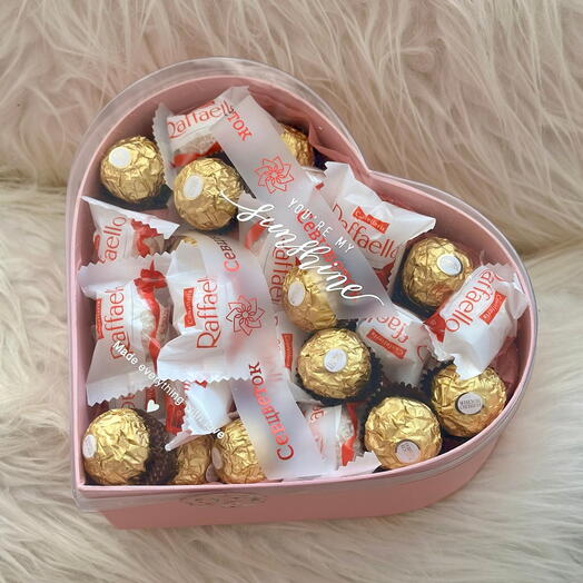 Коробочка сердце Raffaello+Ferrero