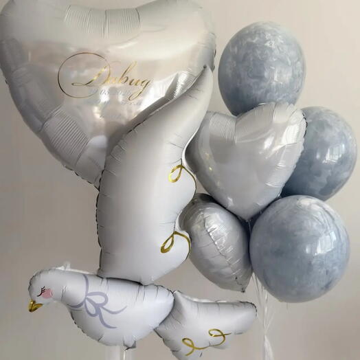 Сердце гигант с надписью 💙 романтичный набор шаров для девушки с доставкой