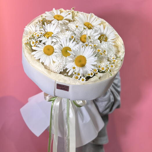 Букет «Лето в сердце» 🌼🤍 с ромашкой