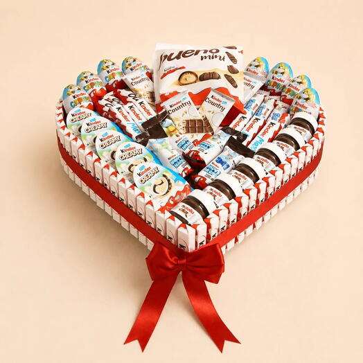 Большое подарочное сердце Kinder и Nutella 40 см