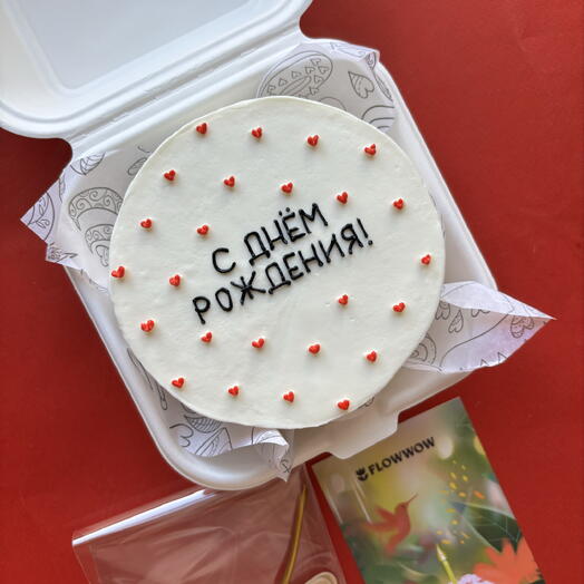 Бенто торт «с днем рождения» с сердечками девушке, парню, коллеге, маме