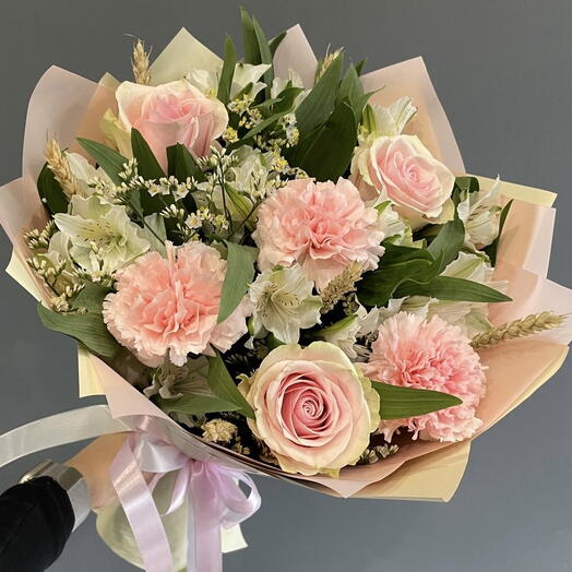 Нежный летний букет🌸 Роза,Альстромерия,Диантусы💕