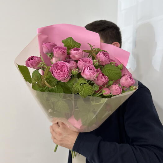 Букет летний с кустовой пионовидной розой🌸