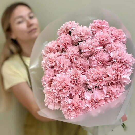 Букет из 25 шт. Розовых гвоздик (диантусов) 60 см