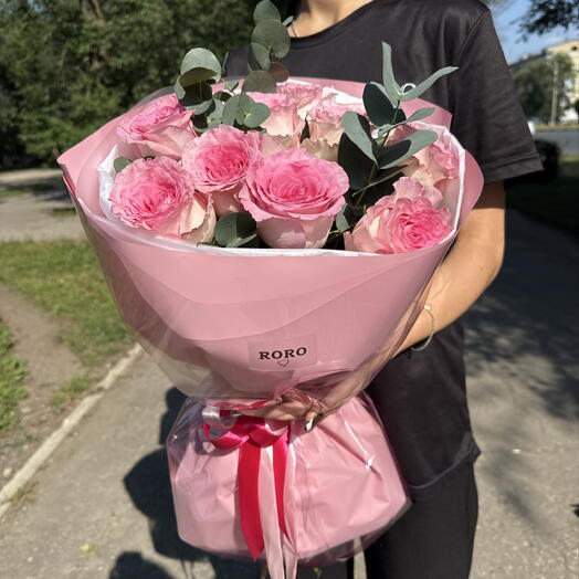 Букет из Роз+Эвкалипт😍💕💗