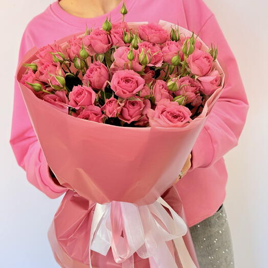 Розовое очарование💗|Букет с кустовой розой🎀🌸