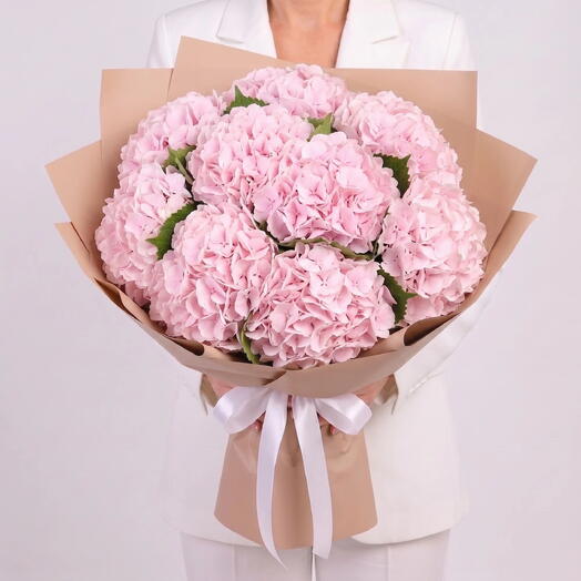 🌸Букет из нежно-розовых голландских гортензий (9 шт)🌸