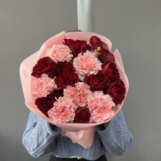 Букет Орхидея, Роза и Диантус 💕