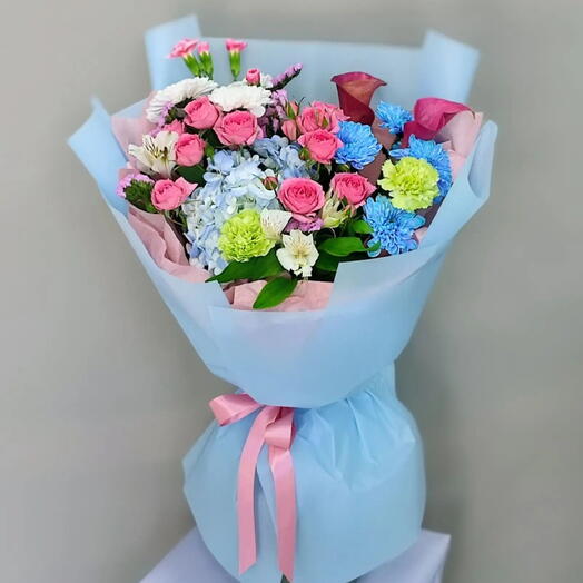 Эндорфиновый букет с розой и гортензией