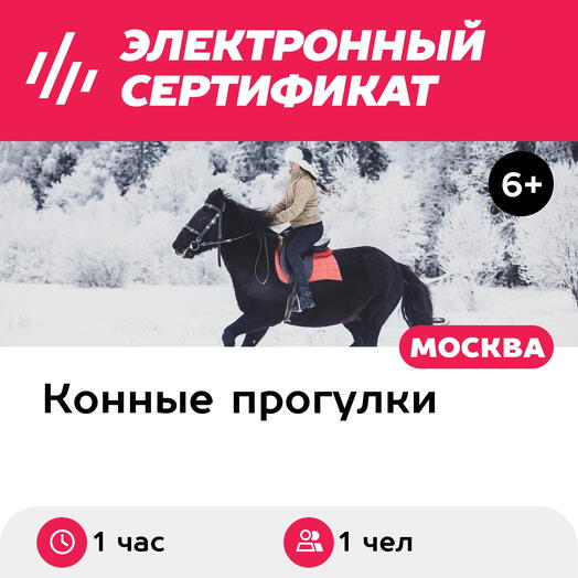 Подарочный сертификат Катание на лошади для 1 человека (1 час) (Московская область)