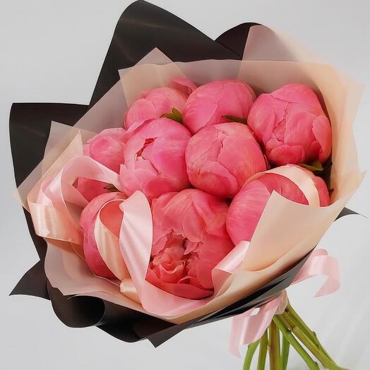 Коралловые пионы 9 шт