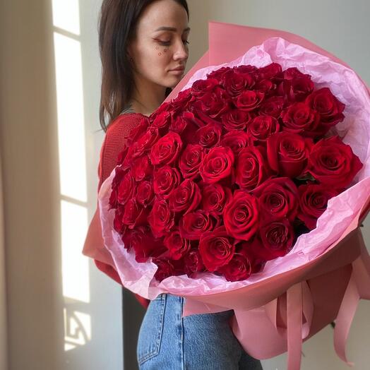 Красные розы 51 шт ♥️