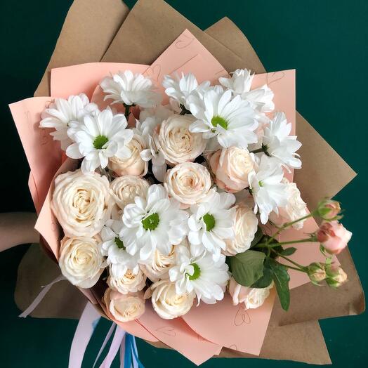Bouquet with chrysanthemum and peony rose