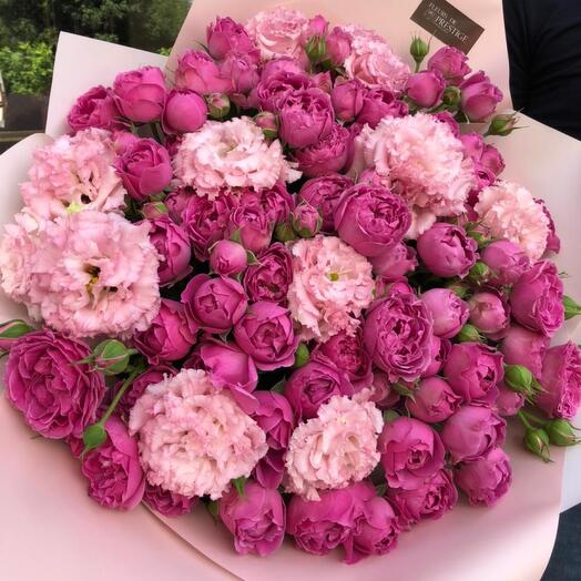 Rosas peonías y eustoma