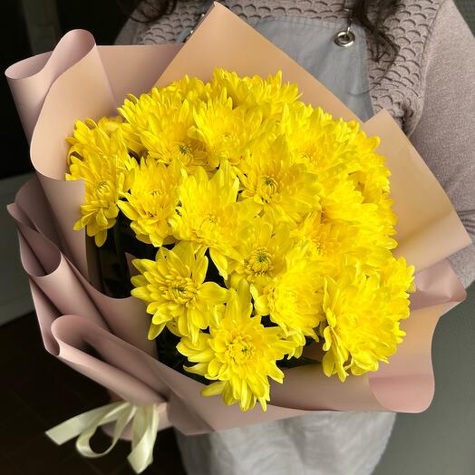 "Солнечный 🌼" букет из кустовых желтых хризантем