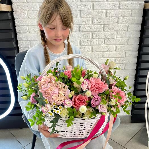 Корзина с гортензией для девушки 🌸