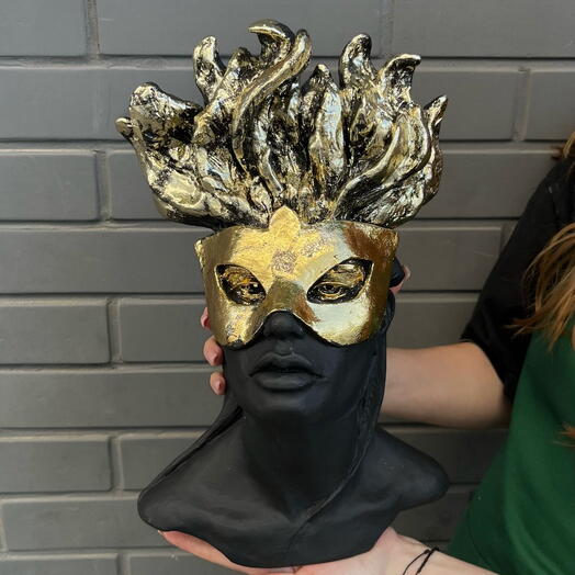 Статуэтка Маскара черная с золотом