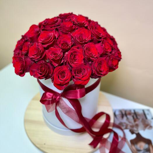 Flowers in a box red roses