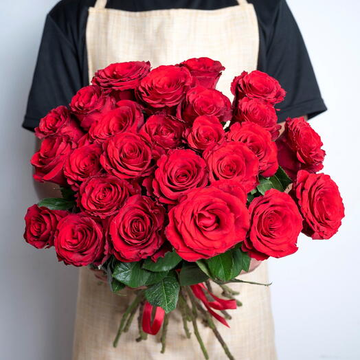 25 Red Roses Hand Tied Bouquet