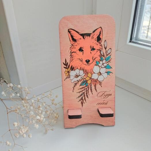 Подставка для телефона "Лиса в цветах"