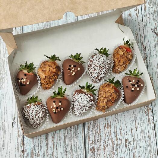 Set de fresas cubiertas de chocolate "Noche"