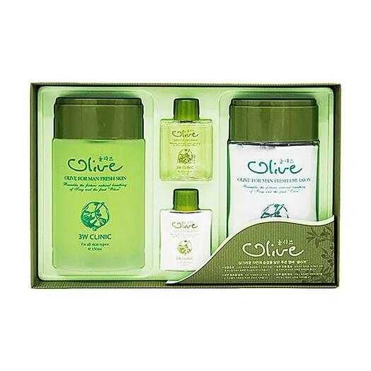 3W Clinic Olive For Man Fresh 2 Items Set Набор мужской для ухода за кожей лица с экстрактом оливы