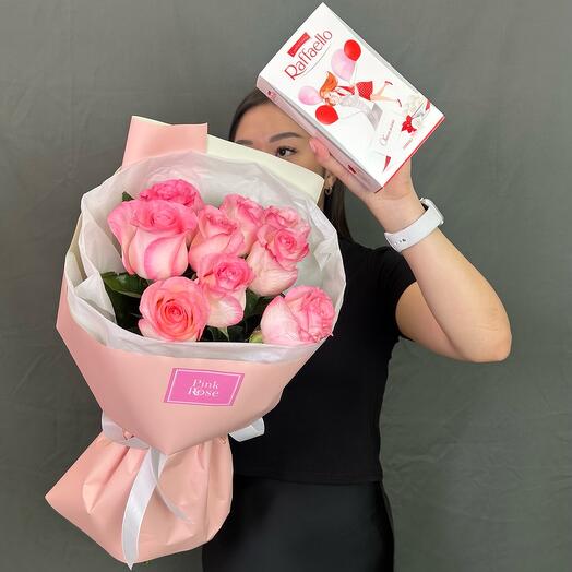 Букет голландских роз + Рафаелло