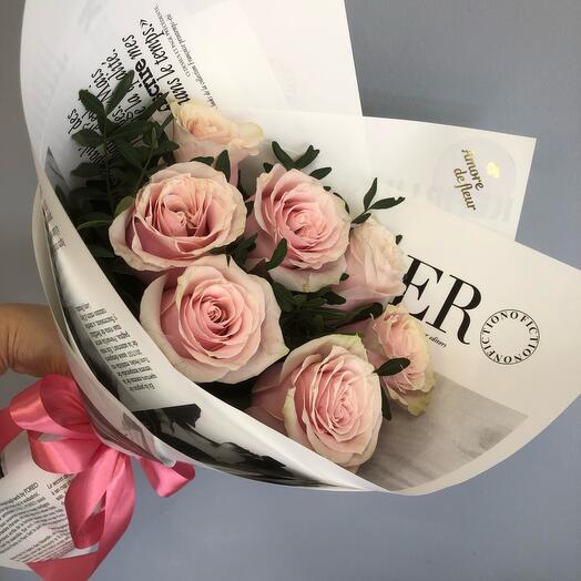 Букет из роз сорта Пинк Мондиаль 🌸