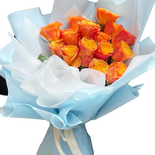 Elegant Orange Rose Flower Bouquet Fresh and Vibrant Arrangement