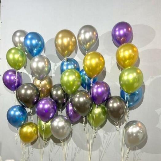 Большой набор воздушных шаров хром 31 шт