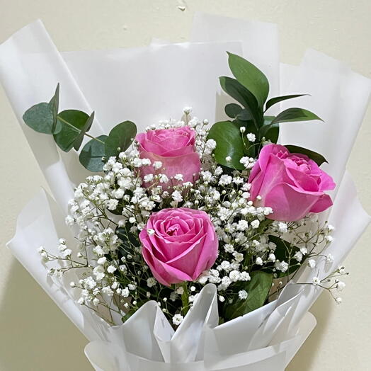 3 Pink Roses