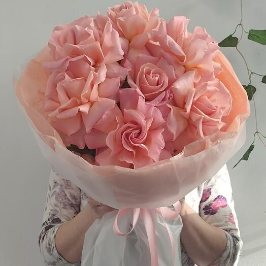 Bouquet français, rose rose 7 pièces