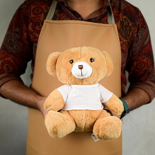 Plush Light Brown Teddy Bear with White Shirt