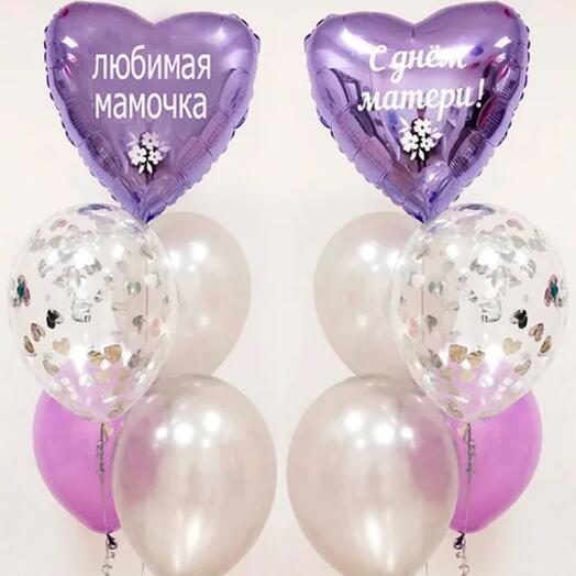 Фонтан из шаров День Мамы Лаванда