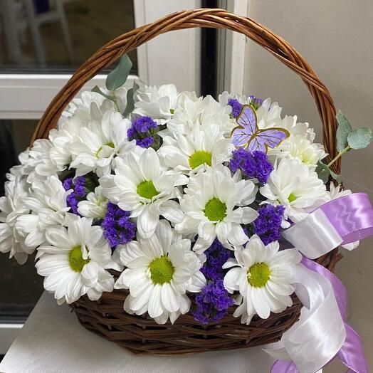 Basket with chrysanthemums