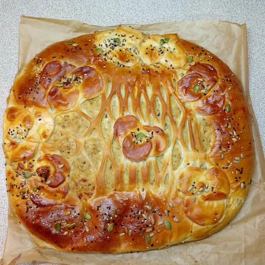 Пирог с курицей и сыром праздничный