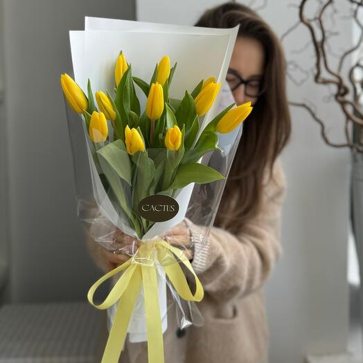 Моно букет из тюльпанов YELLOW (11шт)