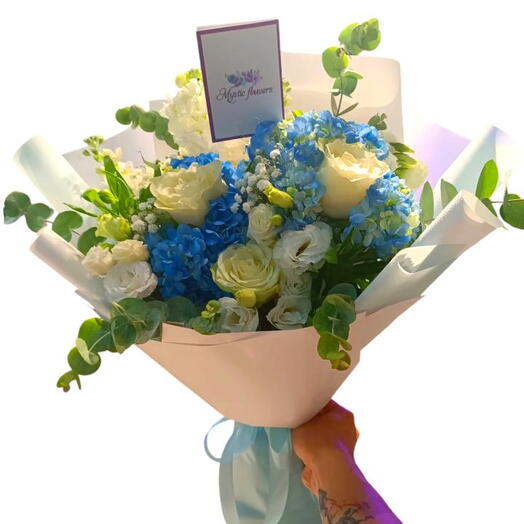 Blue and white bouquet