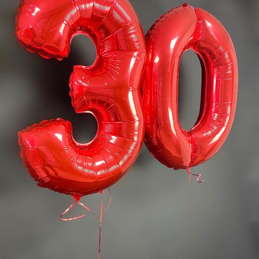 Шар цифра 30 красная