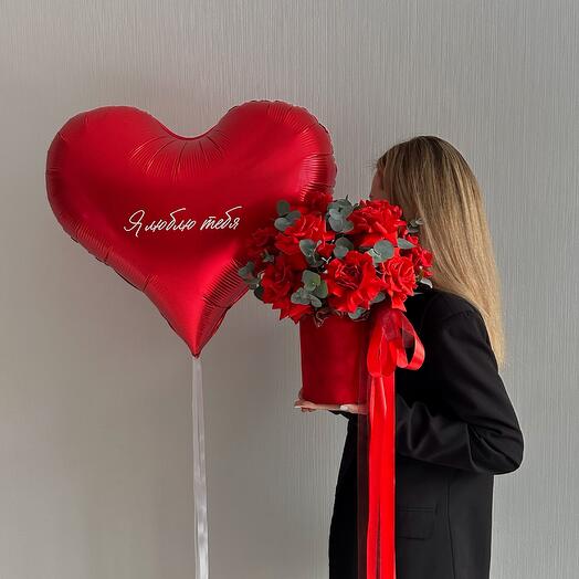 Набор из сердца и композиции из французских роз