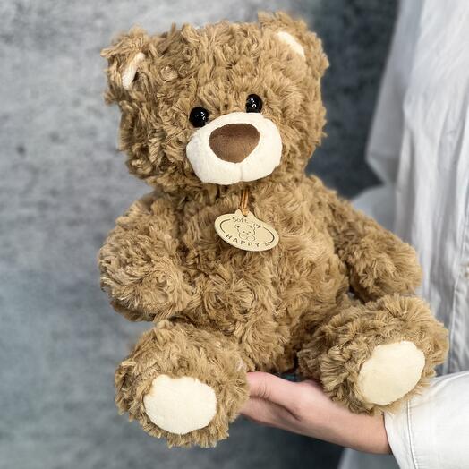 Игрушка мягкая (Мишка с подвеской коричневый) 30 см