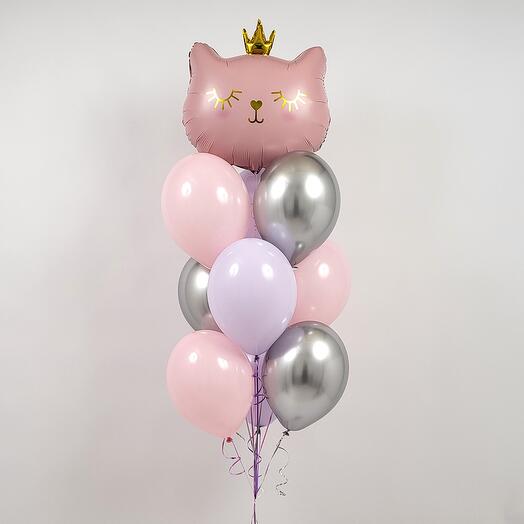 Fountain of balls Cat princess in a crown for girls, for girls, birthday balls