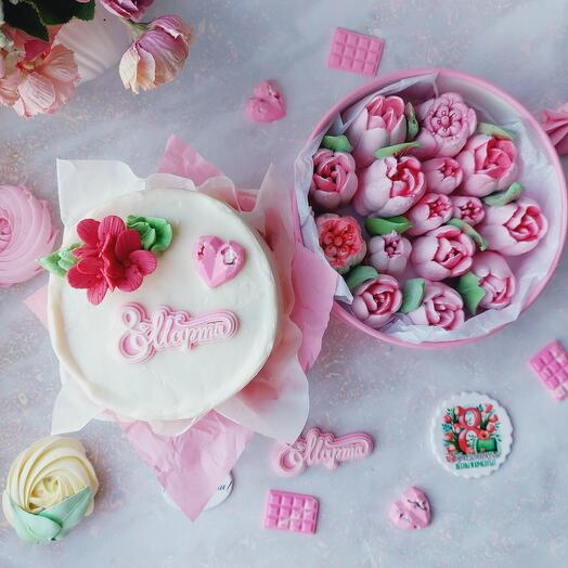 Бенто-торт и зефир на праздник  мамы