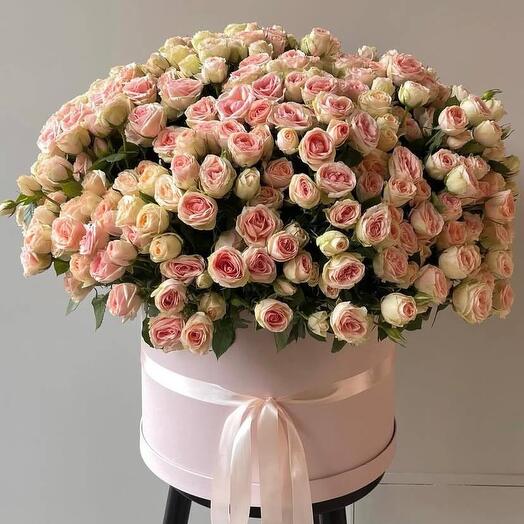 Кустовые розы в коробке